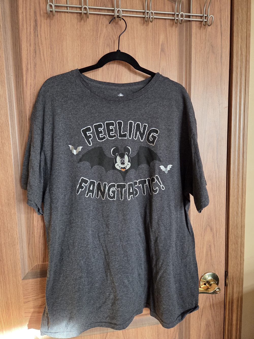 Feeling Fangtastic! Mickey Mouse Bat Graphic Tee - Dark Gray Size 2XL